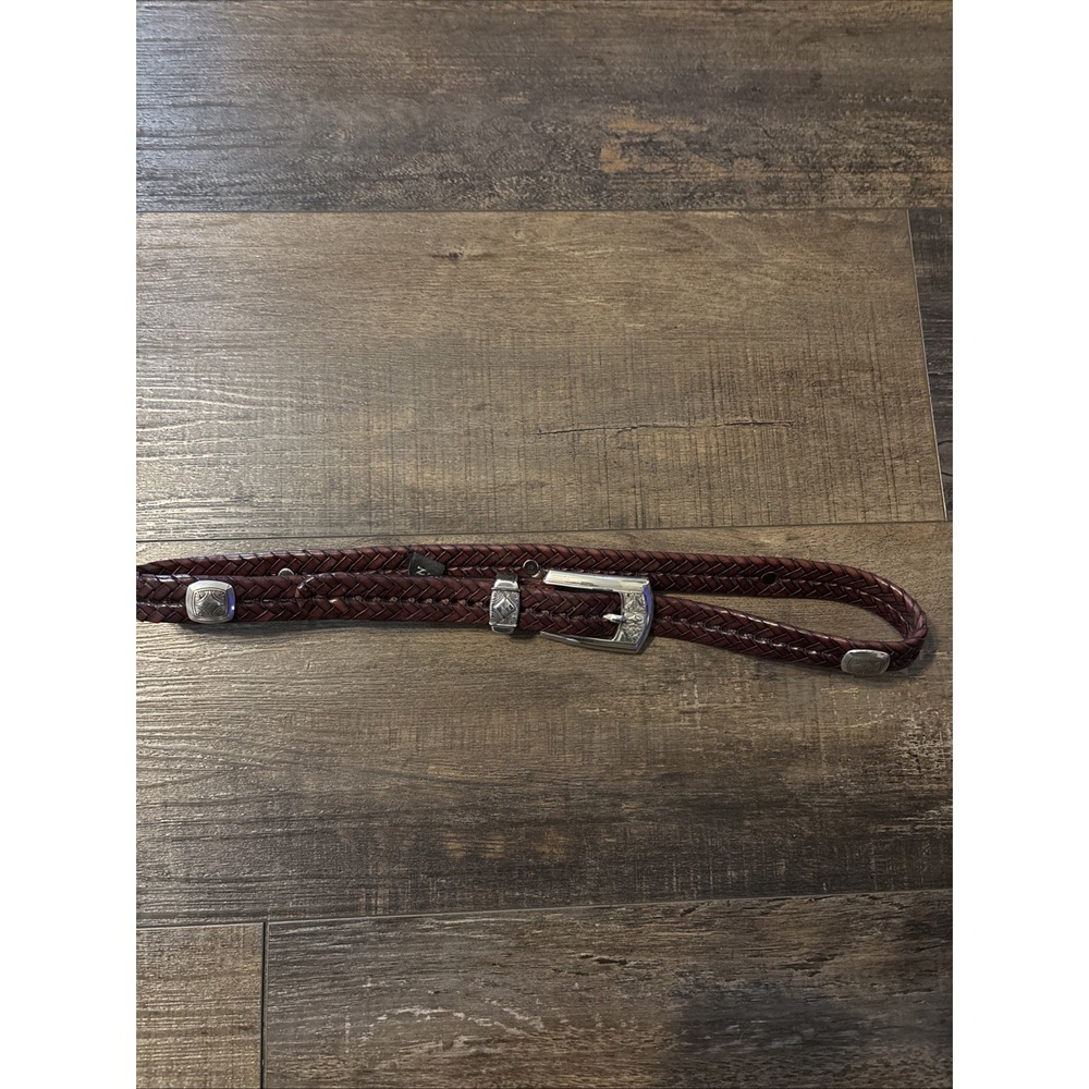 Brighton Q2108 Medina Etched Brown Braided Western Concho Belt Size M/32